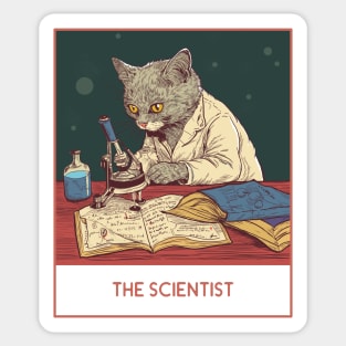 The scientist, cat laboratory, funny cat white lab coat Sticker